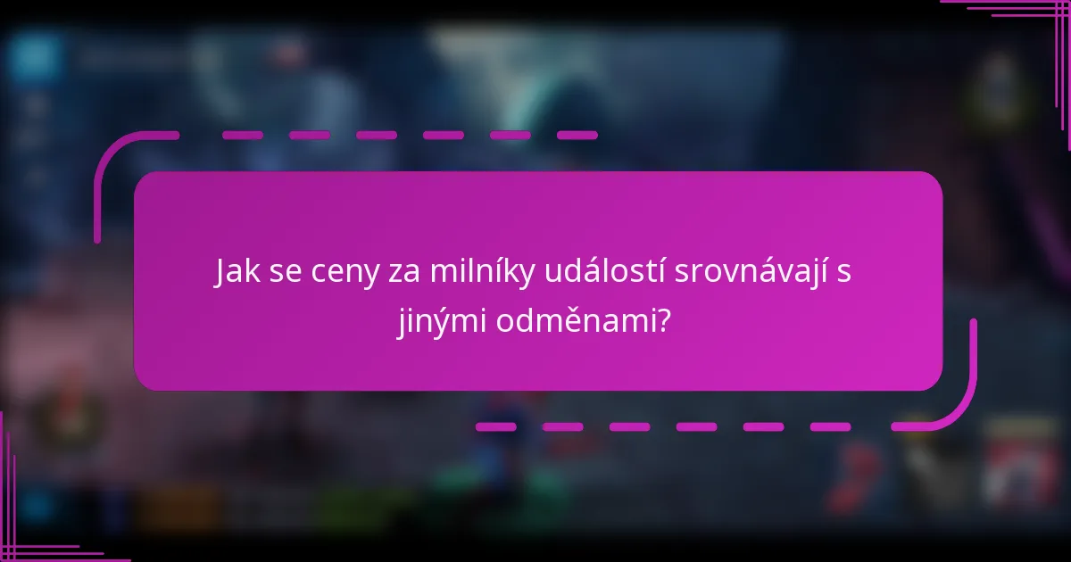 Jak se ceny za milníky událostí srovnávají s jinými odměnami?