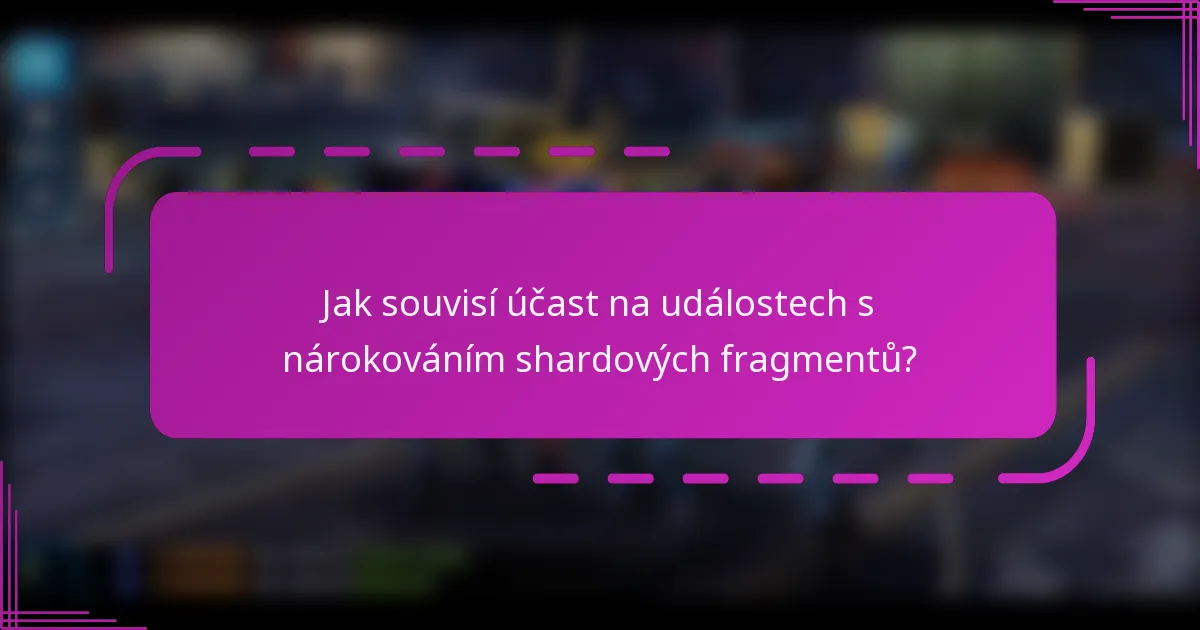 Jak souvisí účast na událostech s nárokováním shardových fragmentů?