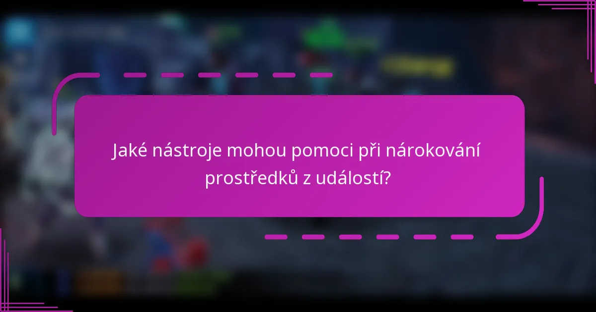 Jaké nástroje mohou pomoci při nárokování prostředků z událostí?