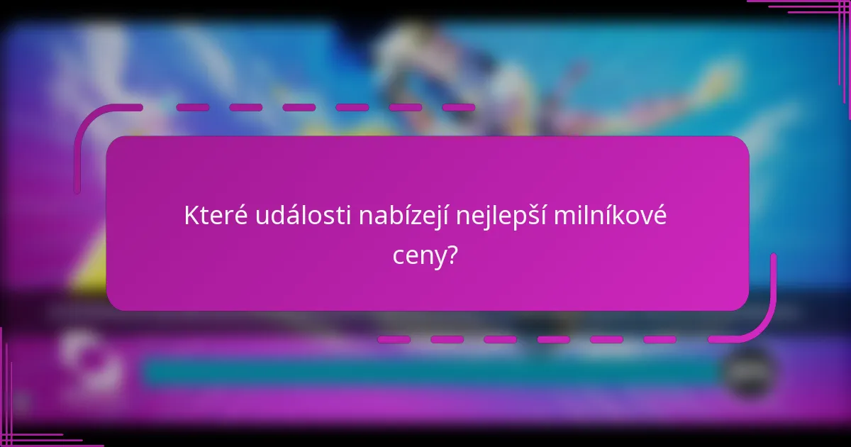 Které události nabízejí nejlepší milníkové ceny?